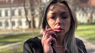 shalina devine bends over for a quickie blowjob