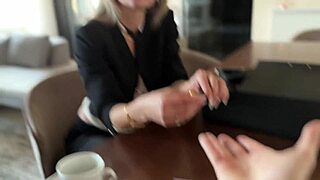 shalina devine bends over for a quickie blowjob