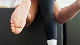 pegging on the couch with tall ebony