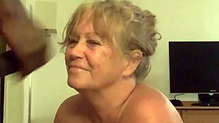 bbc granny gets a big facial from monster cock