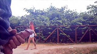 Risky Public Handjob In Park With Hard Cock