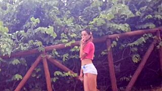 Risky Public Handjob In Park With Hard Cock