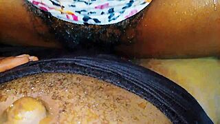 Watch this African couple try homemade bdsm while bathing together!