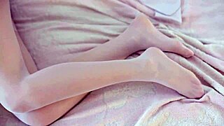 Chinese schoolgirl shows sheer white stockings