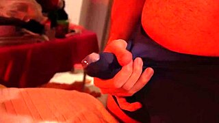 footjob through satin panties leads to orgasm