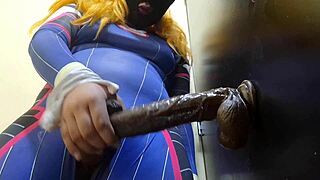 Fat ass trans girl in dva cosplay gets anal with bbc dildo