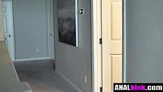 lazy stepson creeps on his busty stepmom in the shower and fingers her asshole
