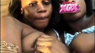 Busty black stepsisters scissor pussies