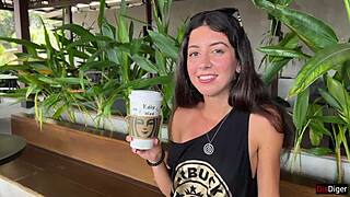 Blowjob in a public toilet starbucks and cumwalk