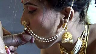 Newly married indian wife tries first time on honeymoon