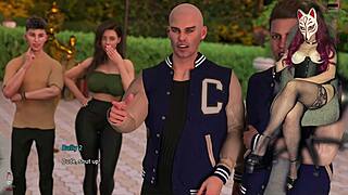 Brunette coed cosplay brothel roleplay game