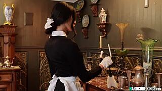 Sexy Lesbian Maids Tribbing In Bed