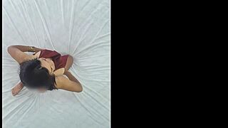 Ceiling View Model Poses In Lingerie