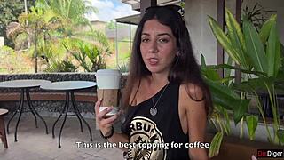 Blowjob in a public toilet starbucks and cumwalk