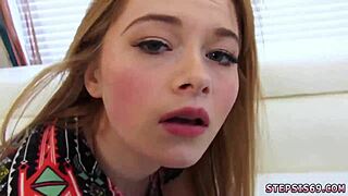 Teen in sexy outfit tries first time stepplay