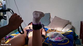 master plays with his sex toy
