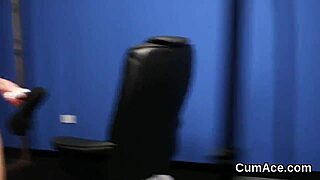 Peculiar honey gets cum load on her face sucking all the jism