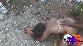 Young African babe bent over for big black cock