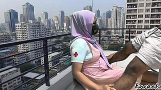 Hijab Nurse Escape From Duty For Outdoor Blowjob