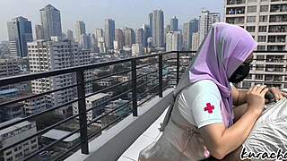 Hijab Nurse Escape From Duty For Outdoor Blowjob