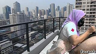 Hijab Nurse Escape From Duty For Outdoor Blowjob