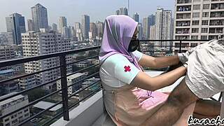 Hijab Nurse Escape From Duty For Outdoor Blowjob