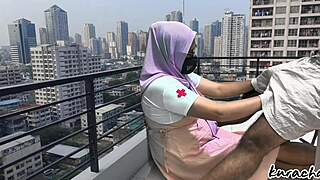 Hijab Nurse Escape From Duty For Outdoor Blowjob