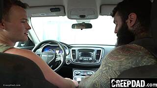 Stepson fucks his stepdad in the backseat to earn the right to borrow his car
