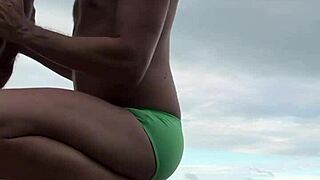 two gays enjoy quick bareback anal on beach